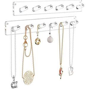 Wall Mounted Jewelry Organizer Acrylic Necklace Holder Bracelet Ring Display Rac